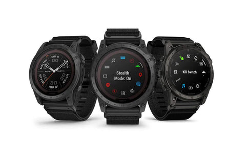 Garmin Tactix 7 Series watches displayed at Highly Tuned Athletes – the pinnacle of tactical and adventure wearables.